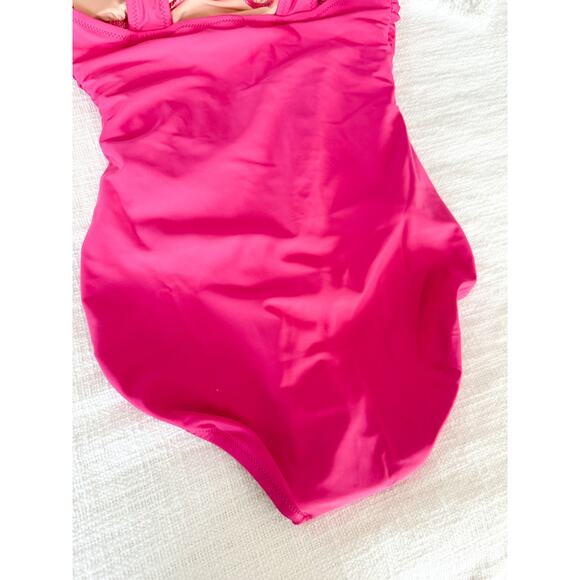J. Crew | NWT | Ruched V-neck one-piece in Radiant Fuchsia | Sz 6 - Picture 8 of 12